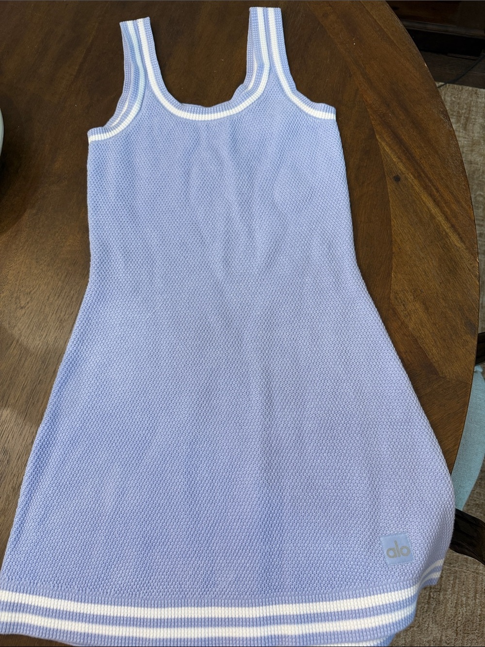 ALO Yoga Lavender Knit Tank Dress with White Trim